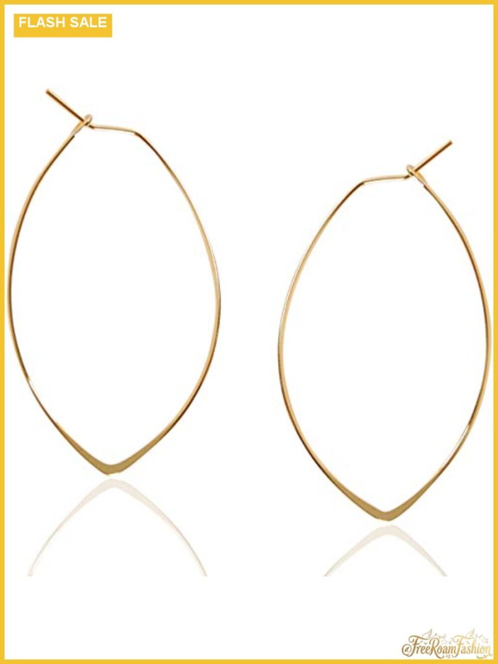 18K Gold Plated Marquise Hoop Earrings Threader Dangle
